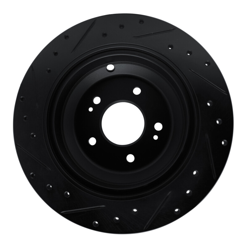 Genesis G80 Brake Rotor (1) - Rear Right - R1 Concepts - Drilled & Slotted - Black - `09-`20